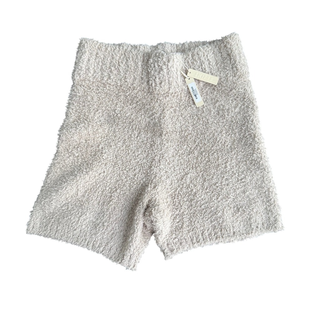 NWT SKIMS Cozy Knit Sherpa Teddy Shorts Rare Color‎ Agate Beige Small/Medium NEW